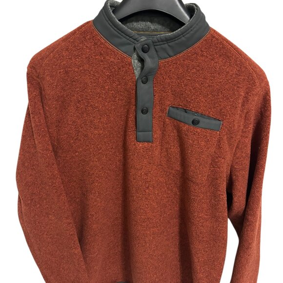 GH Bass & Co Men's Medium 1/4 Button Knit Sweater Dark Orange Sherpa Collar XL - Picture 1 of 6
